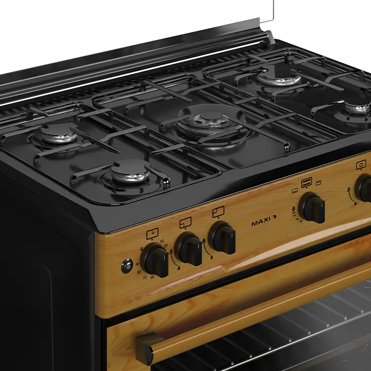 Maxi 60x90 Gas Cooker | 5 Burners - Wood - Image 3