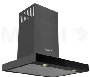 Maxi Wall-Mount Cooker Hood 90cm T-Type - D011BL-  Black Glass